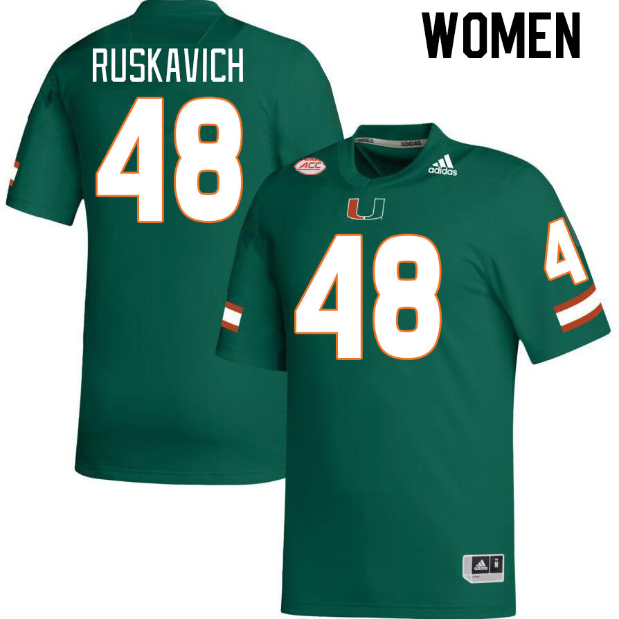 Women #48 Owen Ruskavich Miami Hurricanes College Football Jerseys Stitched-Green